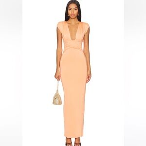 Nookie Peach Plunge Maxi Dress